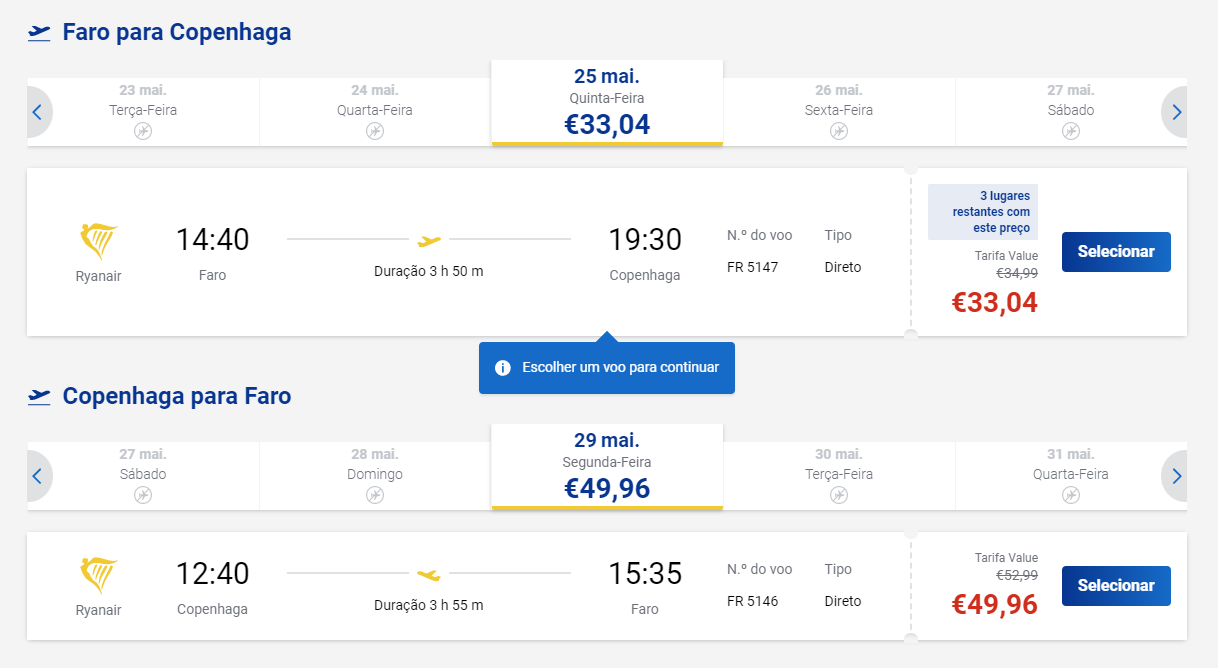 voo entre faro e copenhaga pela ryanair