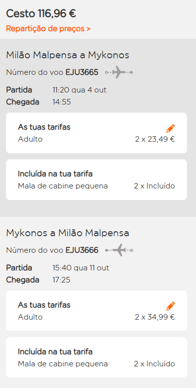 Voo barato de Milão para Mikonos