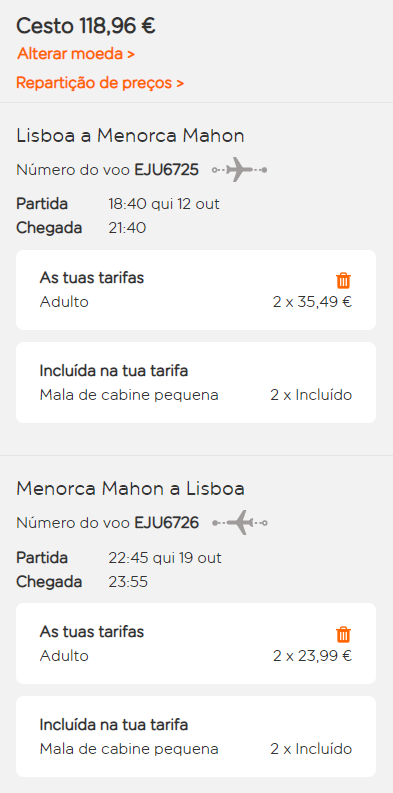 Voo barato de Lisboa para Menorca