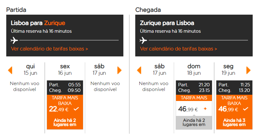 voo barato de lisboa para zurique