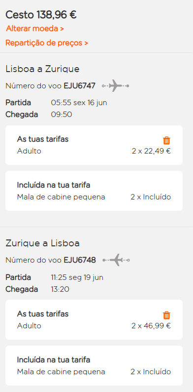 voo barato de lisboa para zurique