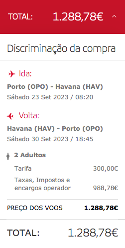 Voo do Porto para Cuba